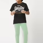 Boys Solid Denim Green Pant