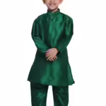 Boys Pure Cotton Green Kurta Pyjama Set