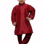 Boys Pure Cotton Maroon Kurta Pyjama Set