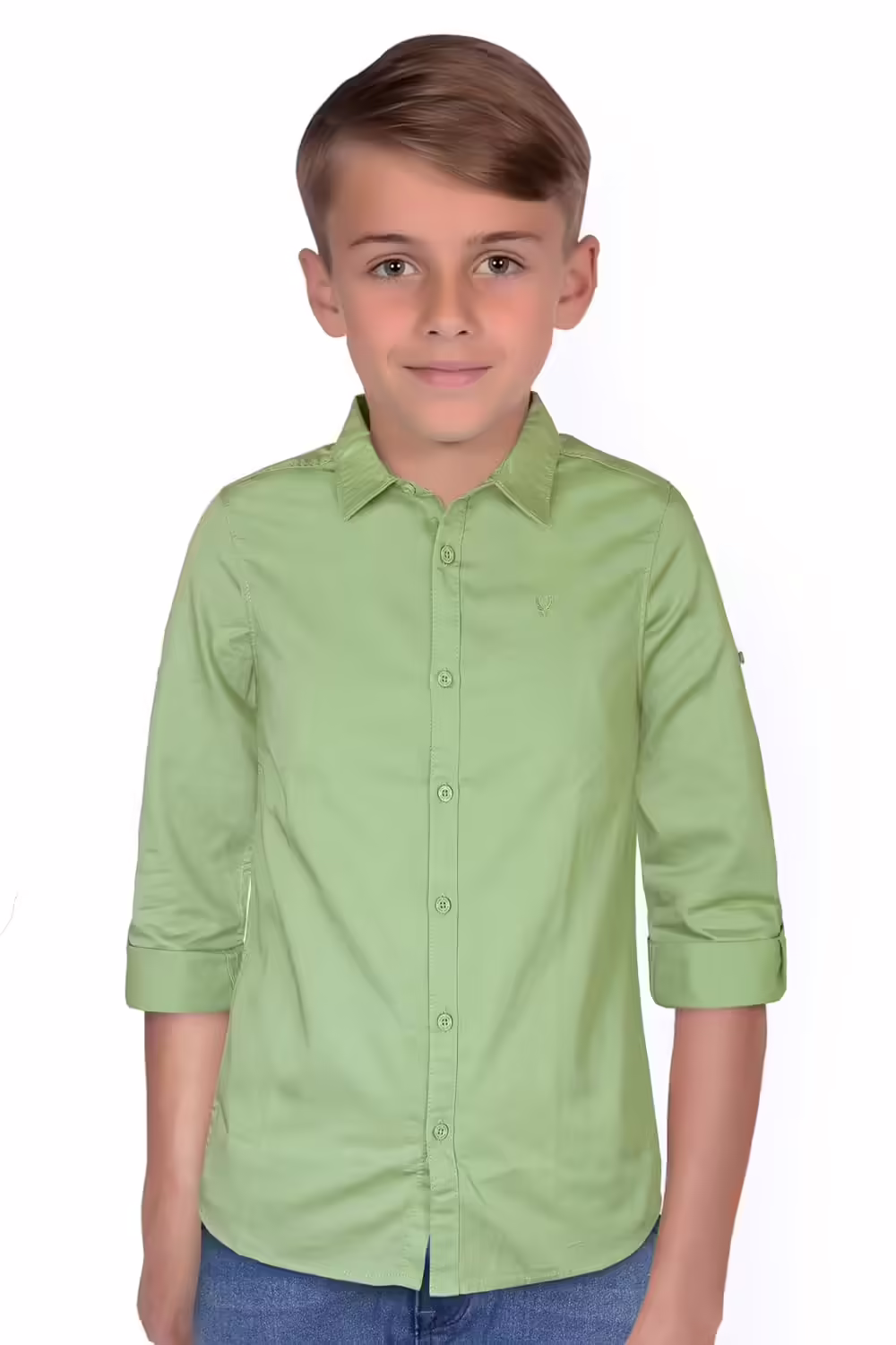 Plain Light Green Colour Boy's Shirt