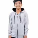 Grey Melange Hooded Solid Boys Sweatshirt