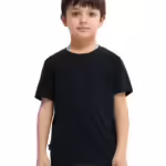 Black Round Neck Half Sleeve Kids Boys T-Shirt