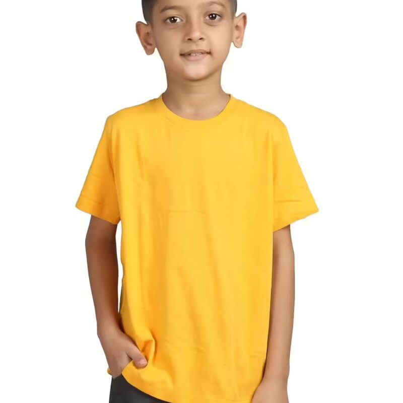 Plain Yellow Hip-Hop Half Sleeve Cotton Boy's T-Shirt