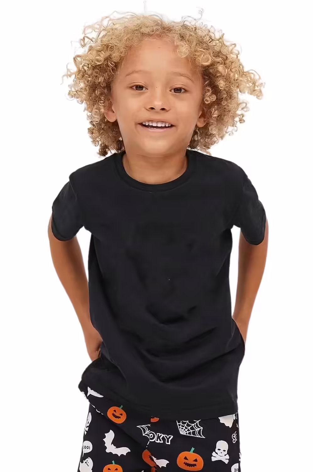 Boys Black Half Sleeves Cotton T-Shirt