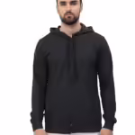 Men's Cotton Plain Charcoal Melange Hooded
