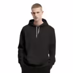 Mens Cotton Fleece Plain Black Hoodie