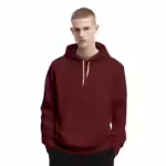 Mens Cotton Fleece Plain Maroon Hoodie
