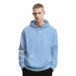 Mens Cotton Fleece Plain Sky Blue Hoodie