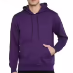 Mens Fleece Plain Purple Hoodie