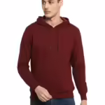 Mens Fleece Plain Wine Hoodie
