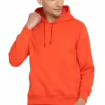 Mens Fleece Plain Orange Hoodie