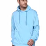Men Plain Solid Aqua Blue Hoodie