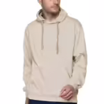 Men Plain Solid Cream Hoodie