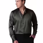 Men Satin Silk Formal Olive Green Shirt
