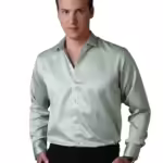 Men Satin Silk Formal Pista Green Shirt
