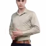 Men Satin Formal Beige Shirts