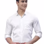 Men Satin Cotton Formal Milky White Shirt