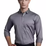 Men Satin Cotton Formal Dark Grey Shirt