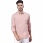 Men Solid Cotton Casual Dusty Peach Shirt