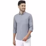 Men Solid Cotton Casual Dusty Blue Shirt