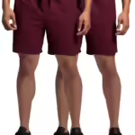 Maroon Cotton Multi Men Shorts Pk 2