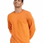 Men Plain Orange Sweatshirt