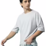 Men Drop Shoulder Melange Grey T-Shirt