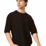 Men Drop Shoulder Navy Blue T-Shirt