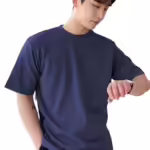 Men Round Neck Navy Blue T-Shirt