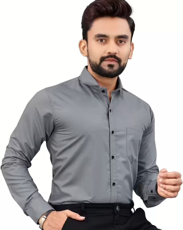 Grey Men Regular Fit Collar Formal Shirt