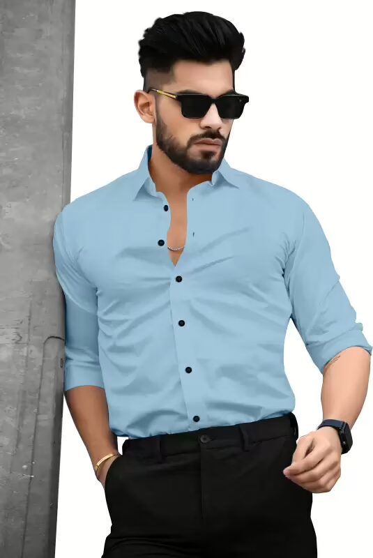 Men Regular Fit Solid Spread Collar Formal Shirt