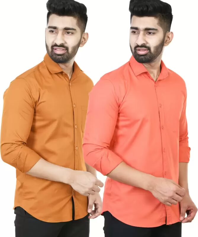 Pk 2 Men Regular Fit Solid Casual Shirt