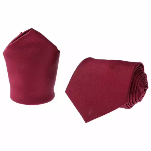 Seasons Classic Maroon Formal Combo Of Necktie & Pocket Square