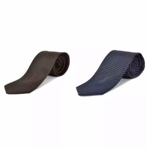 Seasons Black Micro Fiber Polka Dots Broad Necktie - Combo of 2