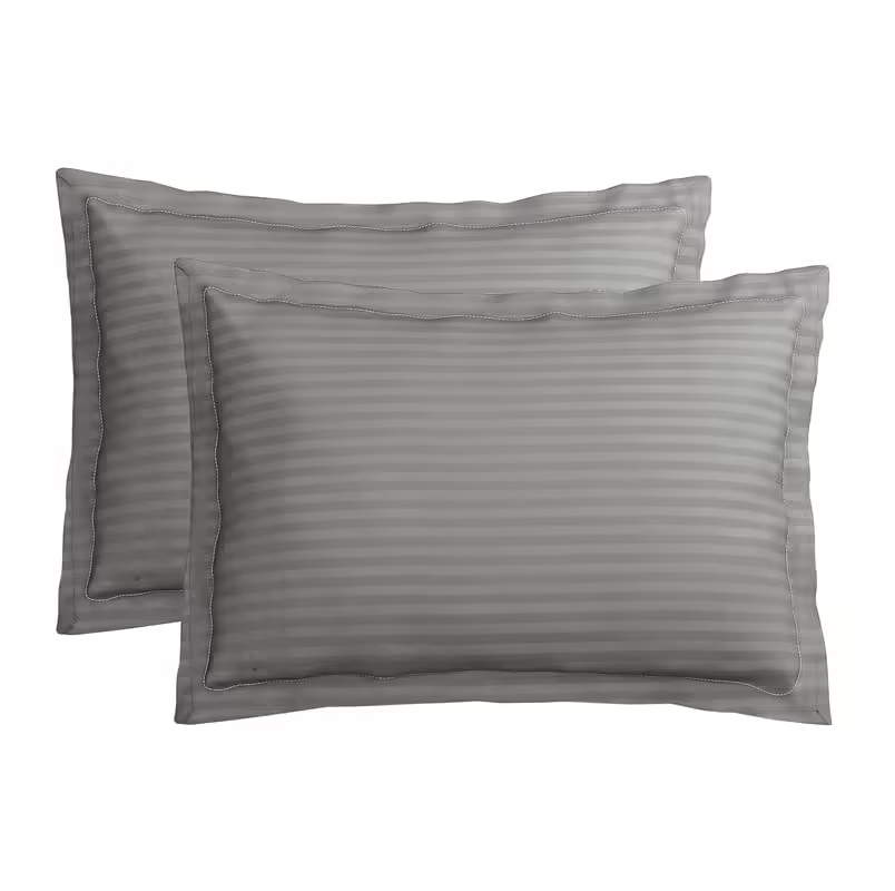 Seasons Pure Cotton Satin Stripes Pillow Cover Set of 2 Pcs,Beige