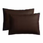 Seasons Pure Cotton Satin Stripes Pillow Cover Set of 2 Pcs,Coffee