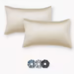 Seasons Satin Silk Pillowcases with Envelope Closure, Set of 2, Brown