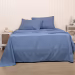 Seasons Cotton Linen Bedsheet for Single Bed with Pillow Cover, Blue