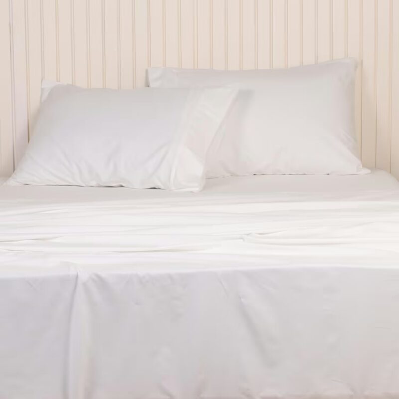 Seasons Cotton Linen Bedsheet for Double Bed with Pillow Cover, White