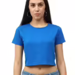 Women Plain Royal Blue Crop Top