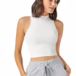Women White Slim Fit Crop Tank Top