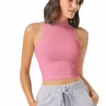 Women & Girls Ribbed Pink Crop Tank Top