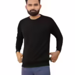 Black Men Round Neck Full Sleeve Winter Pullover