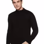 Black Acrylic Men Turtle Neck Sweater