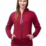 Women Pain Hooded Maroon Jacket