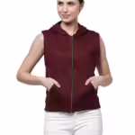 Women Half Sleeves Wine Jacket