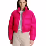 Women Solid Puffer Hot Pink Jacket
