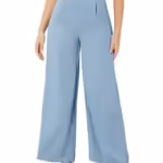 Women High Rise Korean Sky Blue Trousers