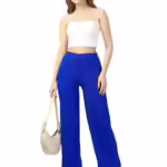 Women Solid Blend Royal Blue Trousers