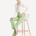 Women Casual Formal Pista Green Trouser